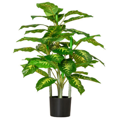 Large Artificial Dieffenbachia 95 cm Fake Plant, Artificial Dieffenbachia Plant in Pot, Artificial Tree with Artificial Grass for Living Room Bedroom Decor Garden