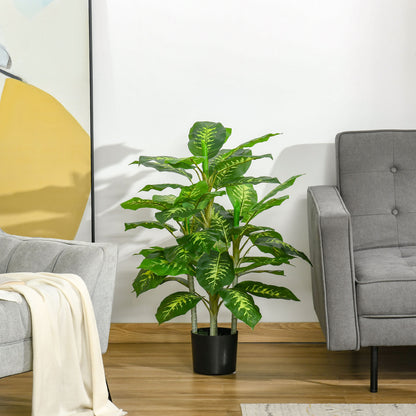 Large Artificial Dieffenbachia 95 cm Fake Plant, Artificial Dieffenbachia Plant in Pot, Artificial Tree with Artificial Grass for Living Room Bedroom Decor Garden