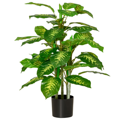 Large Artificial Dieffenbachia 95 cm Fake Plant, Artificial Dieffenbachia Plant in Pot, Artificial Tree with Artificial Grass for Living Room Bedroom Decor Garden