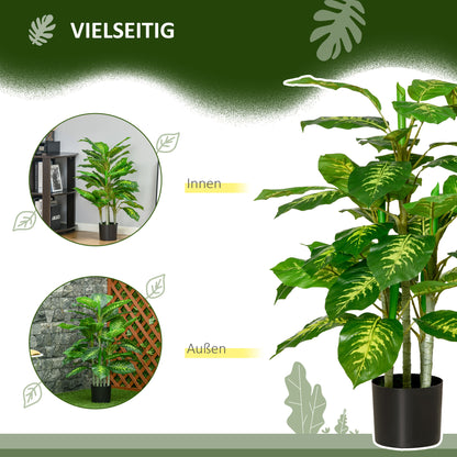 Large Artificial Dieffenbachia 95 cm Fake Plant, Artificial Dieffenbachia Plant in Pot, Artificial Tree with Artificial Grass for Living Room Bedroom Decor Garden