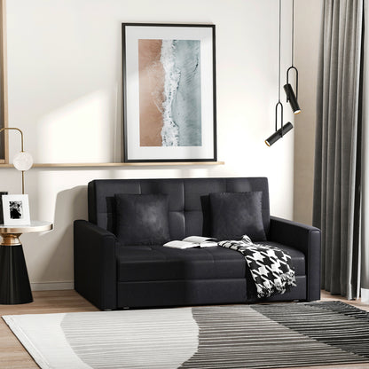 2-Seater Sofa Bed Upholstered in Cotton with 2 Detachable Cushions Armrests and Storage Base Modern Double Sofa for Living Room Office 152x101x81 cm Charcoal Gray