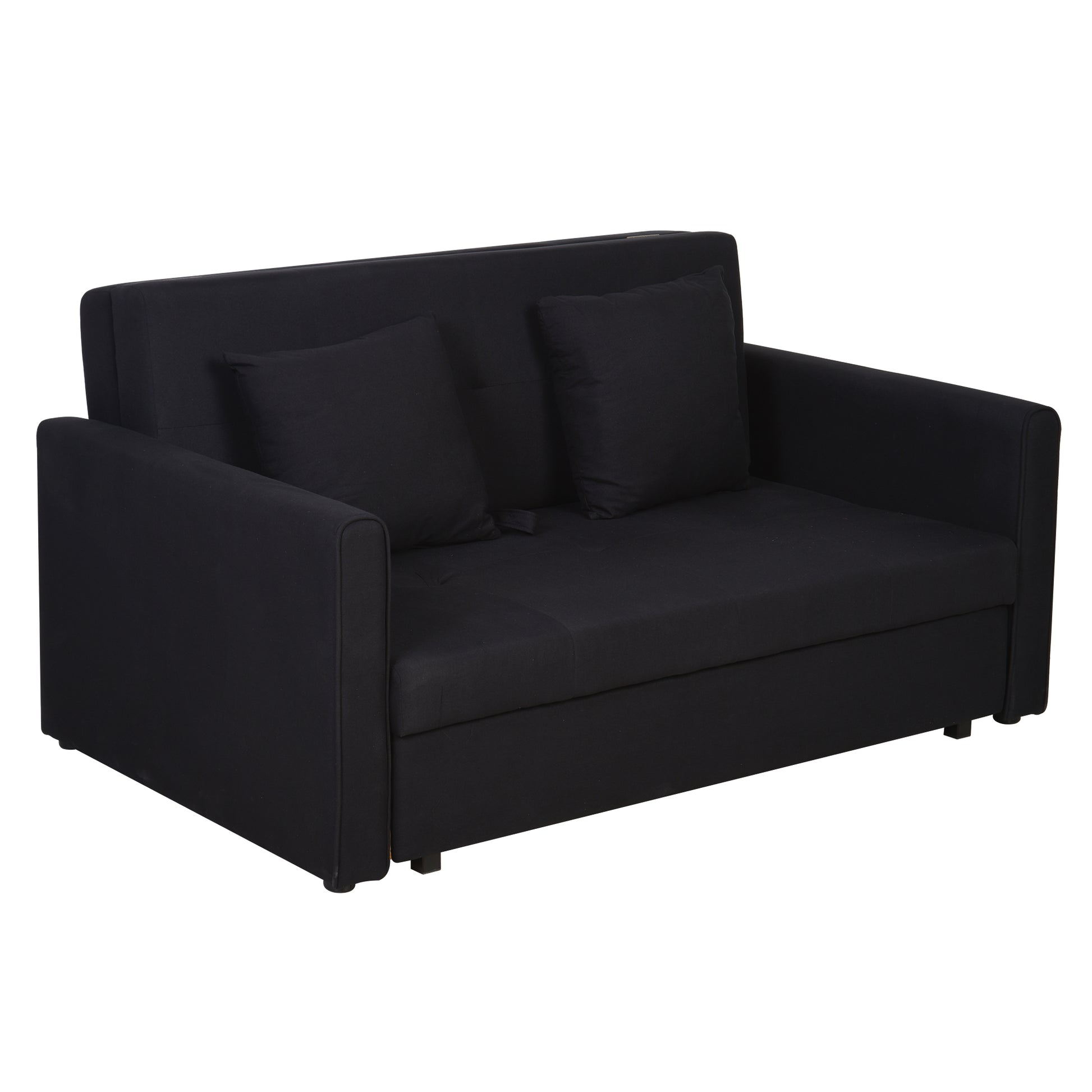 2-Seater Sofa Bed Upholstered in Cotton with 2 Detachable Cushions Armrests and Storage Base Modern Double Sofa for Living Room Office 152x101x81 cm Charcoal Gray