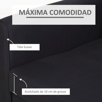 2-Seater Sofa Bed Upholstered in Cotton with 2 Detachable Cushions Armrests and Storage Base Modern Double Sofa for Living Room Office 152x101x81 cm Charcoal Gray