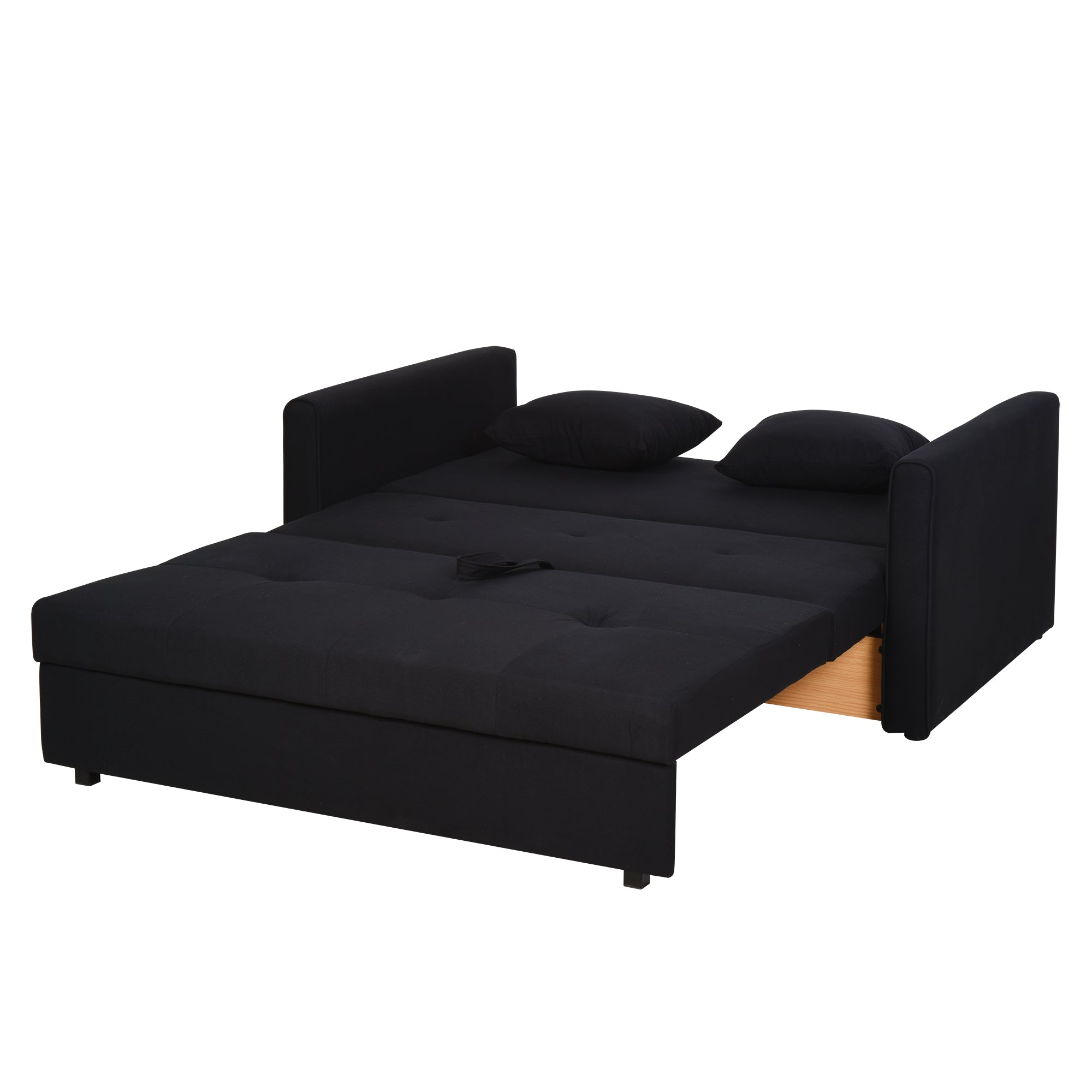 2-Seater Sofa Bed Upholstered in Cotton with 2 Detachable Cushions Armrests and Storage Base Modern Double Sofa for Living Room Office 152x101x81 cm Charcoal Gray