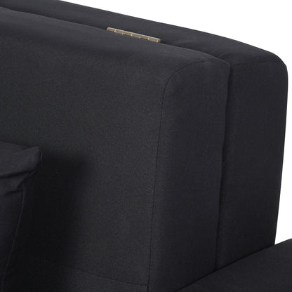 2-Seater Sofa Bed Upholstered in Cotton with 2 Detachable Cushions Armrests and Storage Base Modern Double Sofa for Living Room Office 152x101x81 cm Charcoal Gray