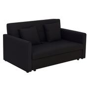 2-Seater Sofa Bed Upholstered in Cotton with 2 Detachable Cushions Armrests and Storage Base Modern Double Sofa for Living Room Office 152x101x81 cm Charcoal Gray