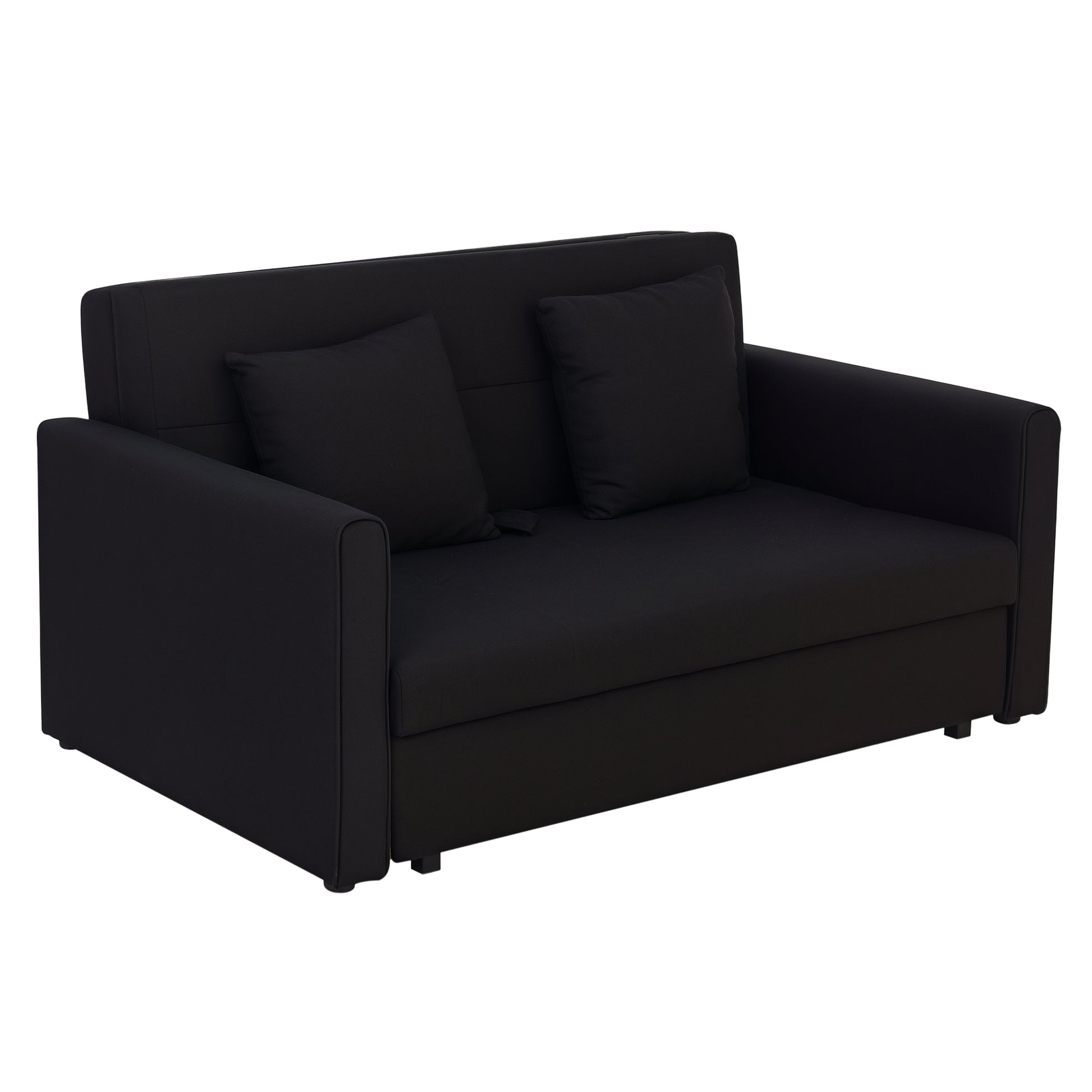 2-Seater Sofa Bed Upholstered in Cotton with 2 Detachable Cushions Armrests and Storage Base Modern Double Sofa for Living Room Office 152x101x81 cm Charcoal Gray