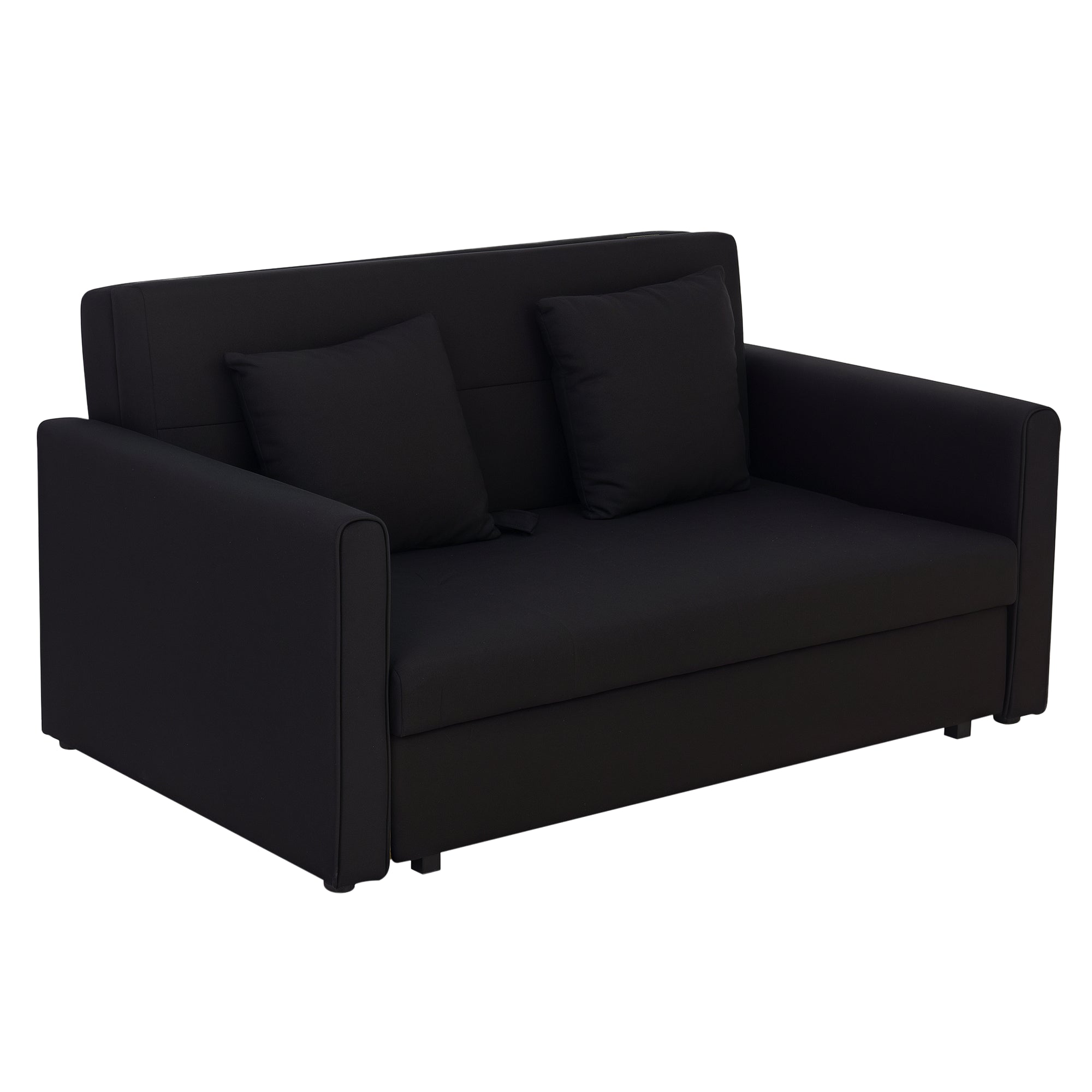 2-Seater Sofa Bed Upholstered in Cotton with 2 Detachable Cushions Armrests and Storage Base Modern Double Sofa for Living Room Office 152x101x81 cm Charcoal Gray
