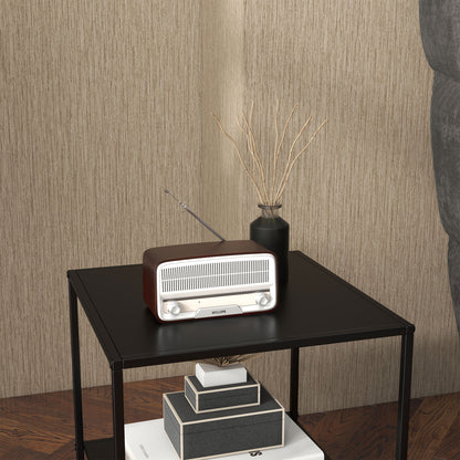 Side Table Coffee Table with Storage, Coffee Table with Steel Frame, Nightstand for Living Room, Bedroom, Black, 40 x 40 x 45 cm