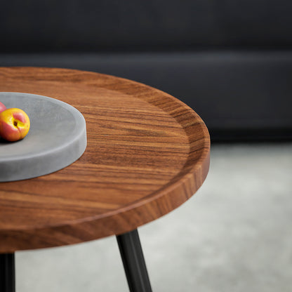 Set of 2 Stackable Side Tables Nesting Coffee Tables Modern Style with Metal Frame for Living Room Bedroom Office 80x55x49 cm and Ø40x39 cm Wood Effect and Black