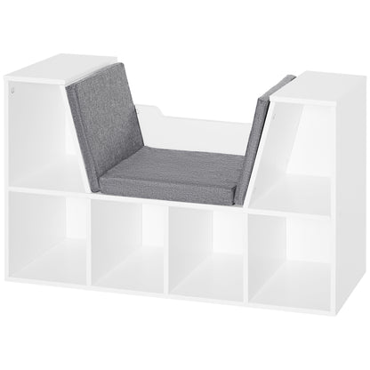 Bookcase with Seat 6 Cube Original Children's Bookcase Shoe Rack with Cushion Shelf with Bench Multi-Purpose 102x30x61cm