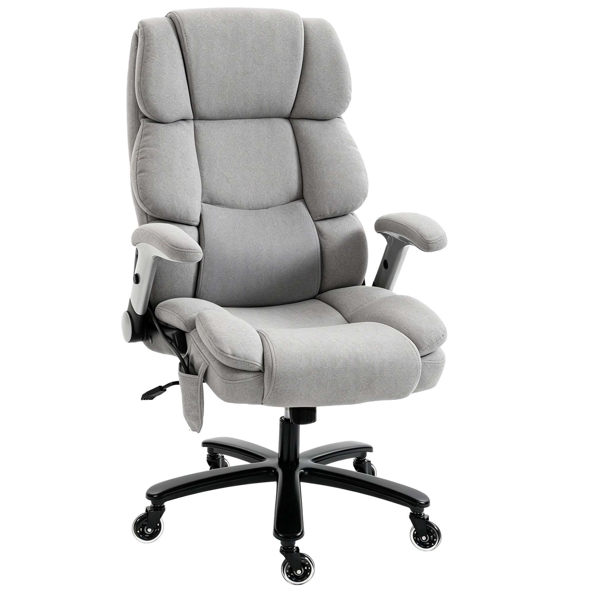 Office Chair — 397 lb Capacity, Inflatable Lumbar Support, Extra-Wide Executive Seat, Flip-Up Arms, Pocket Springs, Class-4 Gas Lift, Light Gray