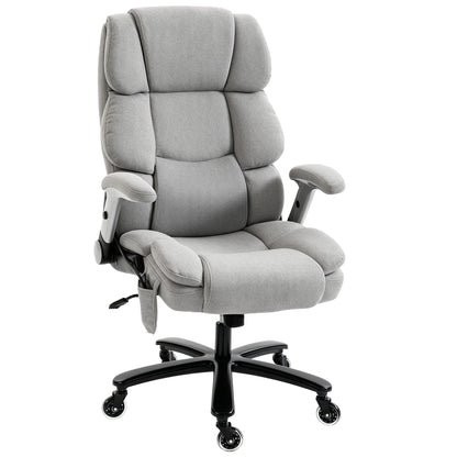 Office Chair — 397 lb Capacity, Inflatable Lumbar Support, Extra-Wide Executive Seat, Flip-Up Arms, Pocket Springs, Class-4 Gas Lift, Light Gray
