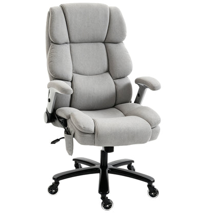 Office Chair — 397 lb Capacity, Inflatable Lumbar Support, Extra-Wide Executive Seat, Flip-Up Arms, Pocket Springs, Class-4 Gas Lift, Light Gray