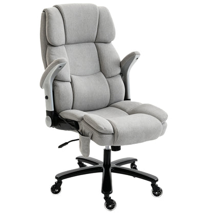 Office Chair — 397 lb Capacity, Inflatable Lumbar Support, Extra-Wide Executive Seat, Flip-Up Arms, Pocket Springs, Class-4 Gas Lift, Light Gray