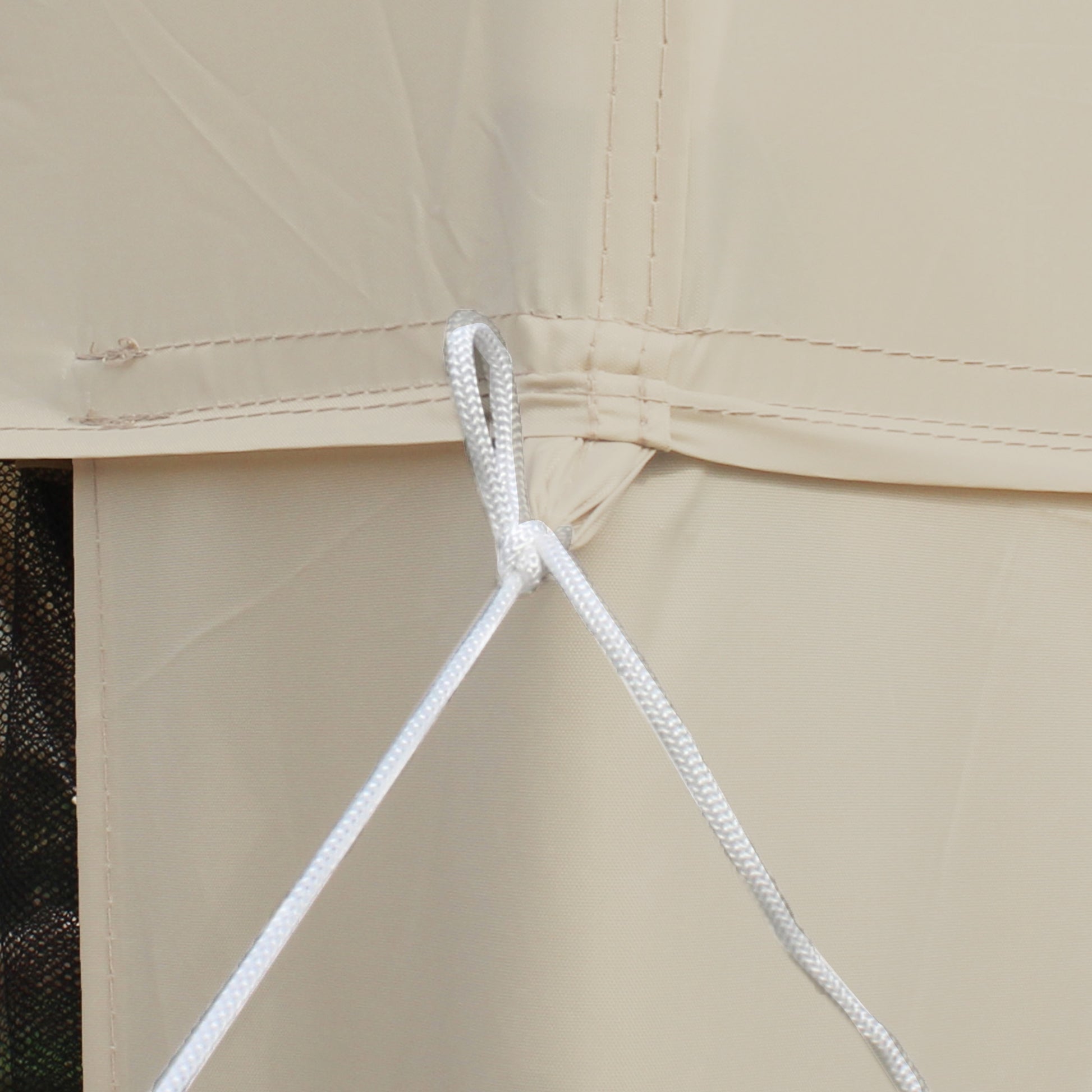 Garden Gazebo Canopy 3L x 3W m with 4 Removable Mosquito Nets - Double Roof - Beige