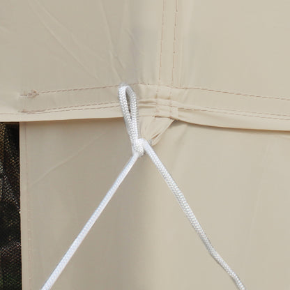 Garden Gazebo Canopy 3L x 3W m with 4 Removable Mosquito Nets - Double Roof - Beige