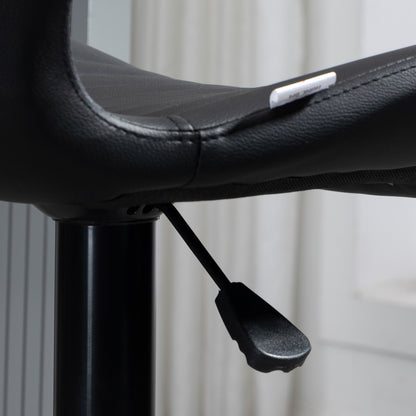 Set of 2 Bar Stools 360° Rotatable Bar Chairs Adjustable Height Bistro Stools with Backrest Swivel Chairs for Bar Counter Kitchen and Dining Room Modern Design Faux Leather Black 48.5 x 55.5 x 90-110 cm