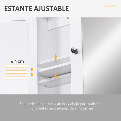 Bathroom Mirror Wall Cabinet with 2 Doors 3-Level Cabinet for Storage Wall Cabinet for Kitchen Bathroom Living Room Strong and Easy to Clean MDF Board White 56x13x58cm