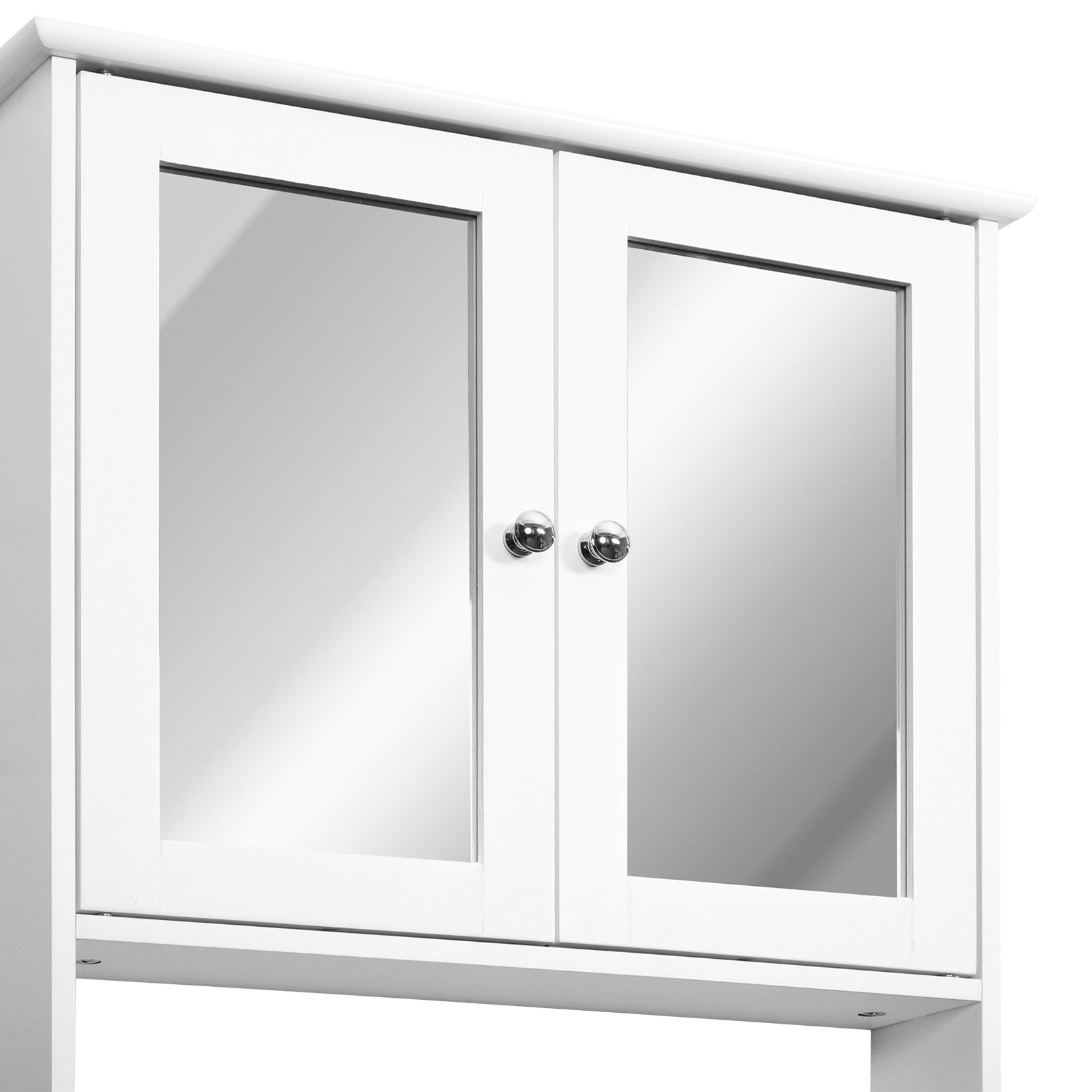 Bathroom Mirror Wall Cabinet with 2 Doors 3-Level Cabinet for Storage Wall Cabinet for Kitchen Bathroom Living Room Strong and Easy to Clean MDF Board White 56x13x58cm