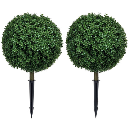 2-Piece Large Artificial Boxwood Tree 70 cm Artificial Plant with UV Protection, Artificial Plants Lifelike with Ground Stakes for Living Room Bedroom Office Garden Modern Decoration
