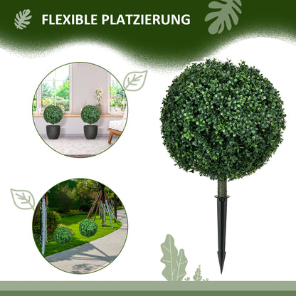 2-Piece Large Artificial Boxwood Tree 70 cm Artificial Plant with UV Protection, Artificial Plants Lifelike with Ground Stakes for Living Room Bedroom Office Garden Modern Decoration