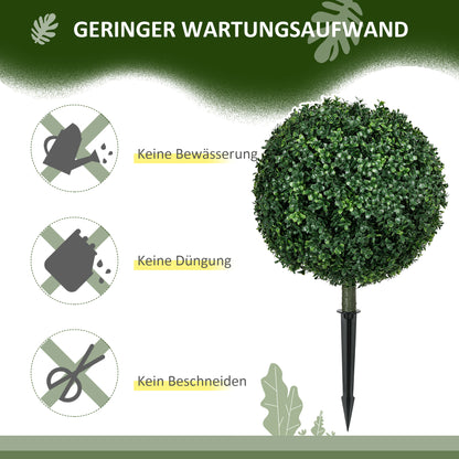 2-Piece Large Artificial Boxwood Tree 70 cm Artificial Plant with UV Protection, Artificial Plants Lifelike with Ground Stakes for Living Room Bedroom Office Garden Modern Decoration