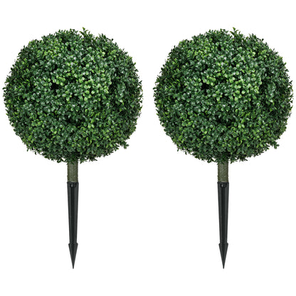 2-Piece Large Artificial Boxwood Tree 70 cm Artificial Plant with UV Protection, Artificial Plants Lifelike with Ground Stakes for Living Room Bedroom Office Garden Modern Decoration
