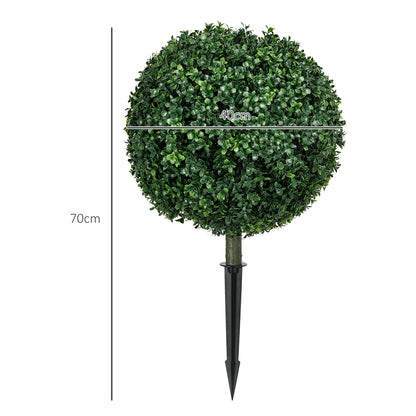 2-Piece Large Artificial Boxwood Tree 70 cm Artificial Plant with UV Protection, Artificial Plants Lifelike with Ground Stakes for Living Room Bedroom Office Garden Modern Decoration