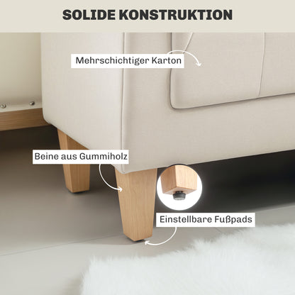 Upholstered Bench with Chenille Fabric, Armrest Bed Bench with 2 Cylinder Cushions, Wood Frame, Shoe Bench for Bedroom, Living Room, Hallway 115 x 44 x 58 cm Beige