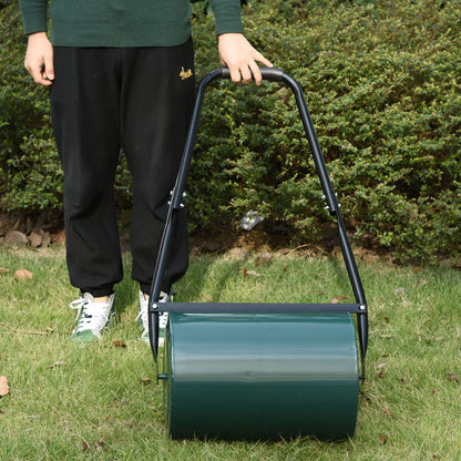 Lawn Roller Garden Roller with U-Handle 31 cm Diameter 30 cm Working Width 40 L Water/Sand Capability Metal Green
