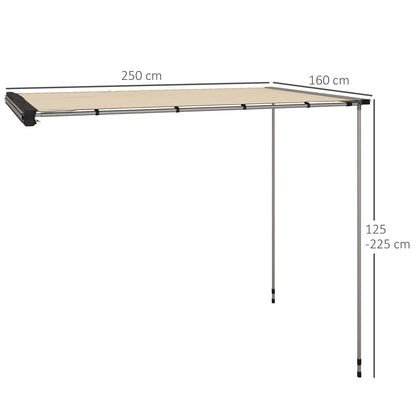 Car Awning 160 x 250 cm Retractable Waterproof Sunshade with Keder UV Protection Roof Tent Awning Car Sunshade for Campers Caravan SUV Motorhome Outdoor
