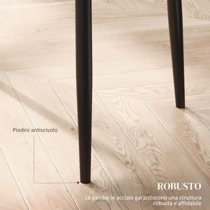 Set of 6 Upholstered High-Back Dining Chairs, Kitchen Chairs in Faux Leather with Diamond Stitching, Non-Slip Feet and Steel Legs for Dining Room, 41x50x97 cm, Black