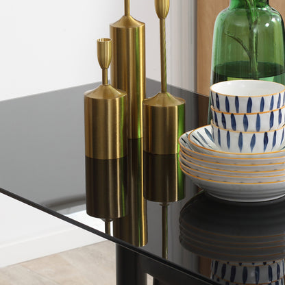 5 Piece Dining Set, Dining Table with 4 Chairs, Kitchen Table with Tempered Glass Top, Dining Group, Dining Furniture, Dining Set for Kitchen, Dining Room, Steel, Black