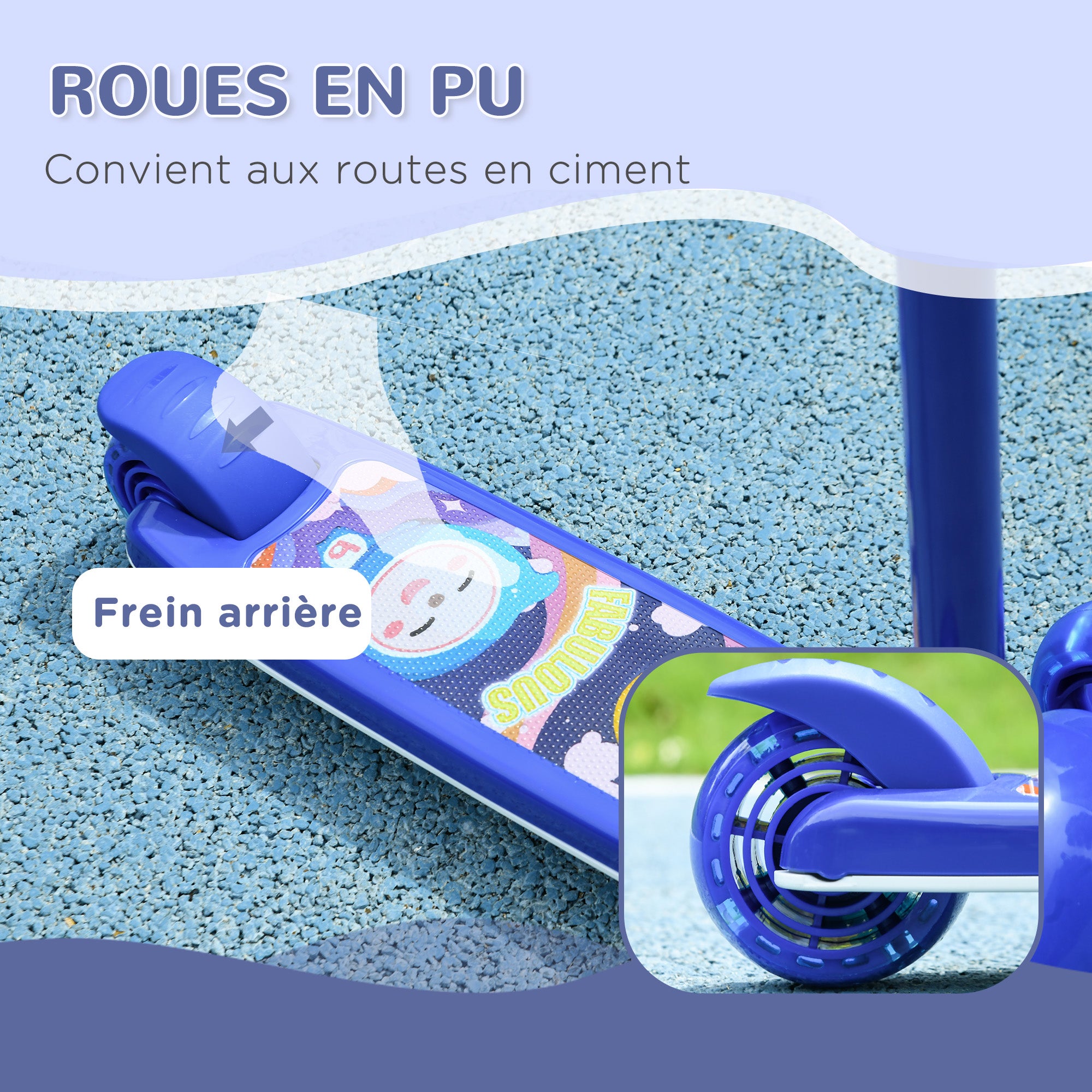 Kids Scooter - 3-Wheel Scooter with Bright LED Wheels - Adjustable TPE Handlebars - Rear Friction Brake - Steel PP for Children aged 2 to 6 years Blue