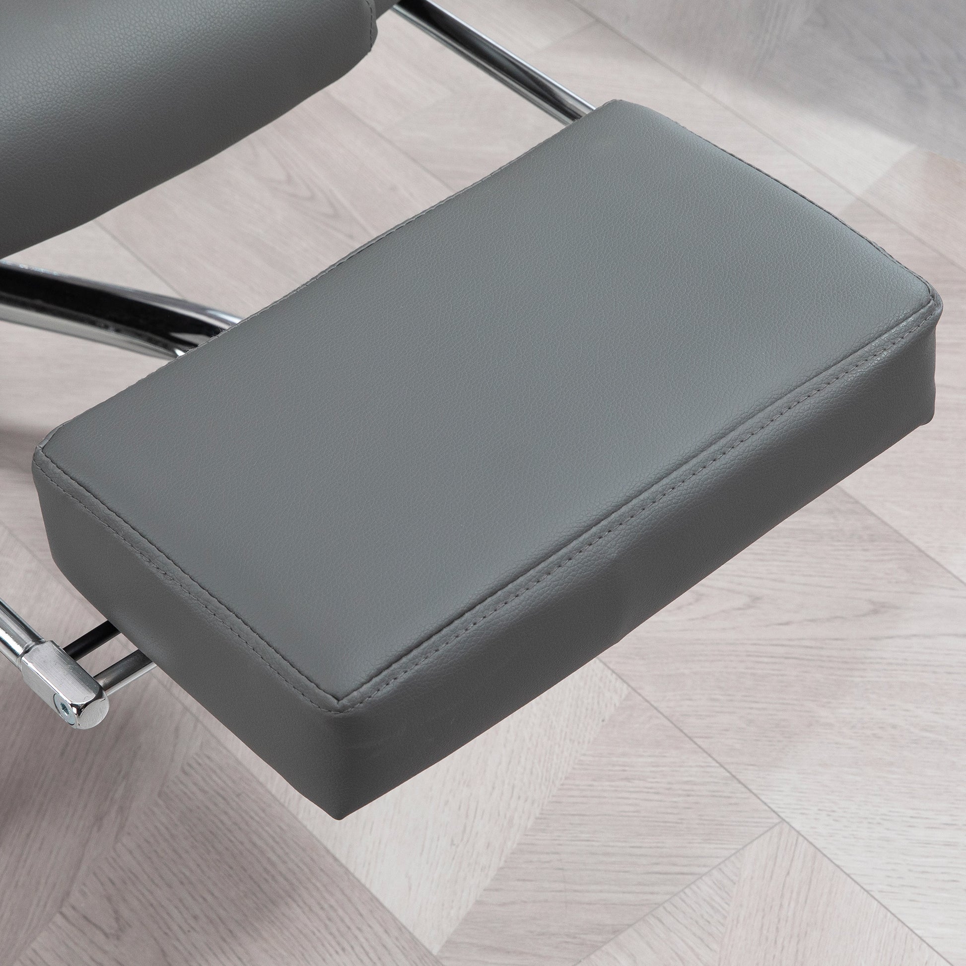 Executive Office Chair with Footrest, Desk Chair with Tilt Function, Height Adjustable Computer Chair with Armrest, Swivel Chair for Office, Faux Leather, Gray