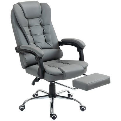 Executive Office Chair with Footrest, Desk Chair with Tilt Function, Height Adjustable Computer Chair with Armrest, Swivel Chair for Office, Faux Leather, Gray