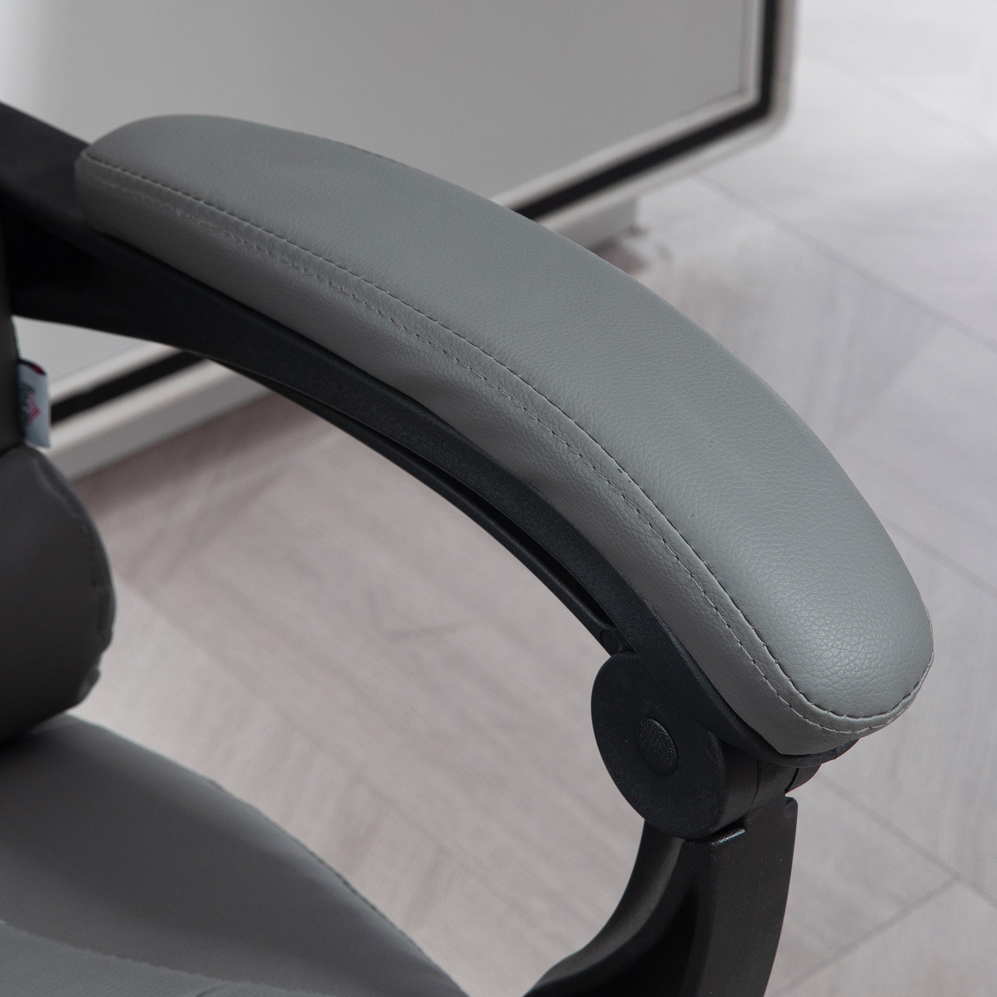 Executive Office Chair with Footrest, Desk Chair with Tilt Function, Height Adjustable Computer Chair with Armrest, Swivel Chair for Office, Faux Leather, Gray