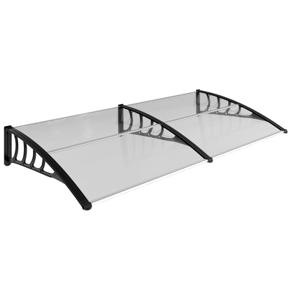 Protective Awning 200x96x27 cm Exterior Canopy for Doors and Windows against Sun and Rain with PP Polycarbonate Transparent Support