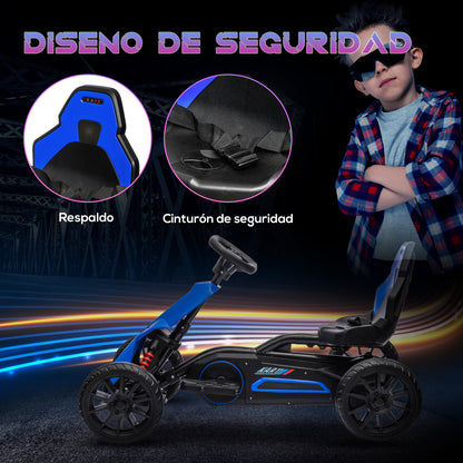 Electric Go-Kart for Kids 3-8 Years Old with 12V Battery Speed Adjustable 3-5 km/h and Safety Belt Load 30 kg for Outdoor Use 100x58x58.5 cm Blue