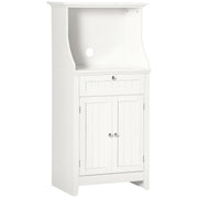 Kitchen Utility Cart Microwave Cabinet Kitchen Sideboard with Drawer Shelf 2 Doors Compartment Anti-Tipping Design for Dining Room 60x40x122.5 cm White