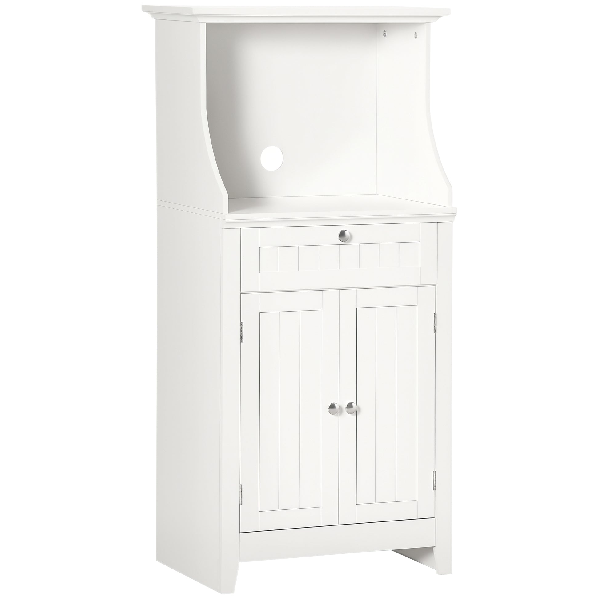 Kitchen Utility Cart Microwave Cabinet Kitchen Sideboard with Drawer Shelf 2 Doors Compartment Anti-Tipping Design for Dining Room 60x40x122.5 cm White