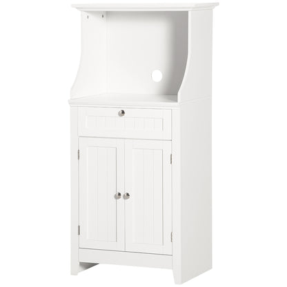 Kitchen Utility Cart Microwave Cabinet Kitchen Sideboard with Drawer Shelf 2 Doors Compartment Anti-Tipping Design for Dining Room 60x40x122.5 cm White