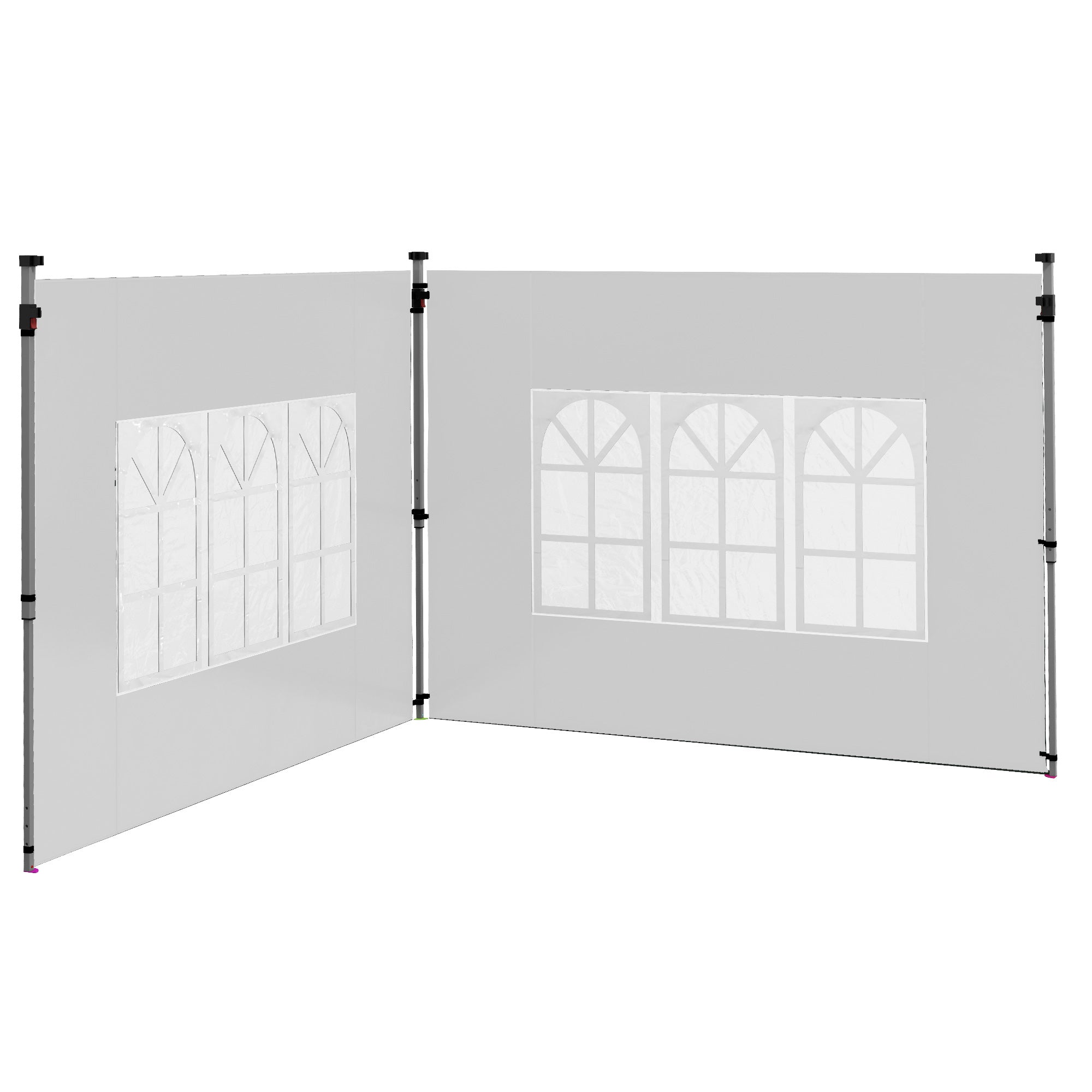 Set of 2 side walls for 3 x 3m or 3 x 4m gazebo, panel for pavilion, with window, made of oxford fabric, 295 x 195 cm, white
