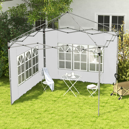 Set of 2 side walls for 3 x 3m or 3 x 4m gazebo, panel for pavilion, with window, made of oxford fabric, 295 x 195 cm, white