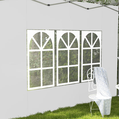 Set of 2 side walls for 3 x 3m or 3 x 4m gazebo, panel for pavilion, with window, made of oxford fabric, 295 x 195 cm, white