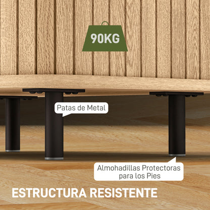 Bedside Table Nightstand with Sliding Doors 2 Shelves and Steel Legs Scandinavian Style for Living Room 48x40x48 cm Oak