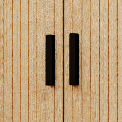 Bedside Table Nightstand with Sliding Doors 2 Shelves and Steel Legs Scandinavian Style for Living Room 48x40x48 cm Oak