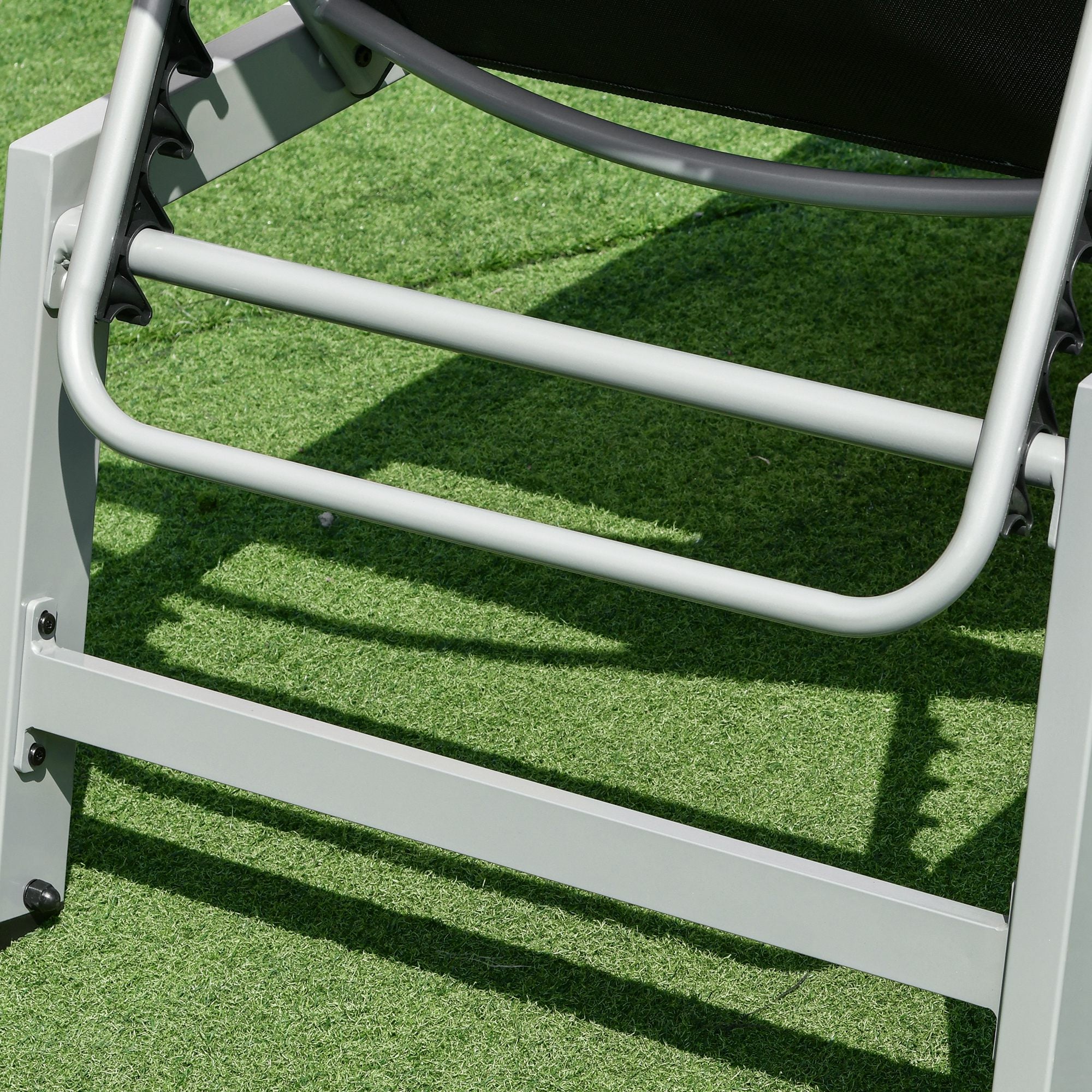 Sun Lounger, Garden Lounger, 5-Position Backrest, Aluminum, Black, 202 x 65 x 43 cm