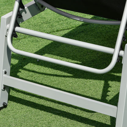 Sun Lounger, Garden Lounger, 5-Position Backrest, Aluminum, Black, 202 x 65 x 43 cm